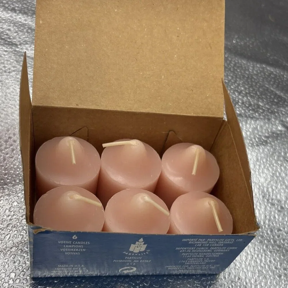Vintage PARTYLite Indulgences V0045 Awakening Pink Votives Set 6 USA Retired‎ - Picture 2 of 11
